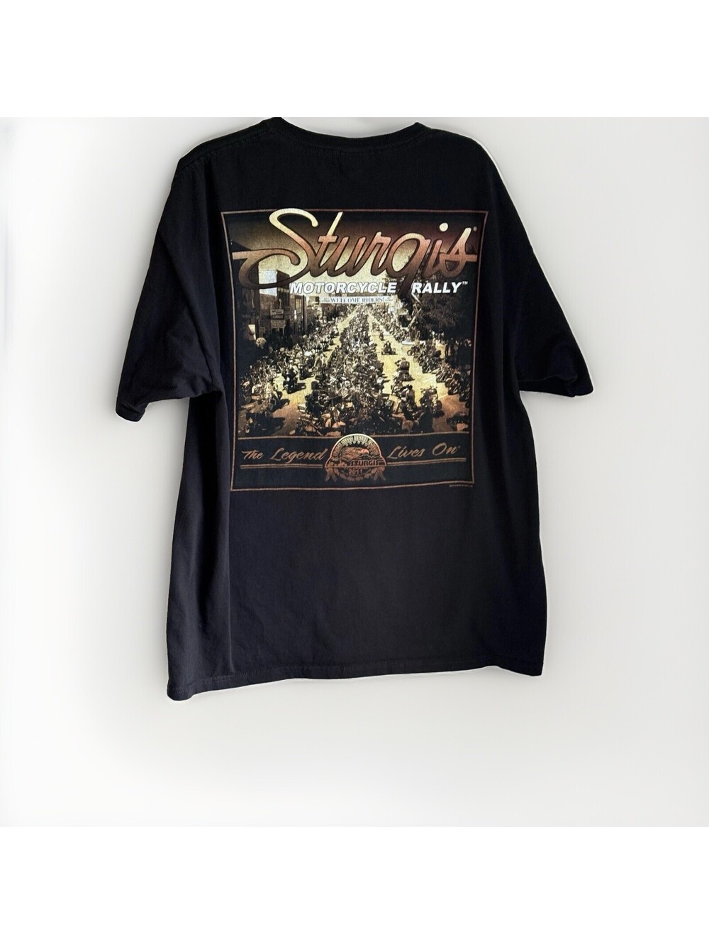 Hot Leathers 2011 Sturgis Motorcycle Rally T Shirt Mens XL Black Double Sided